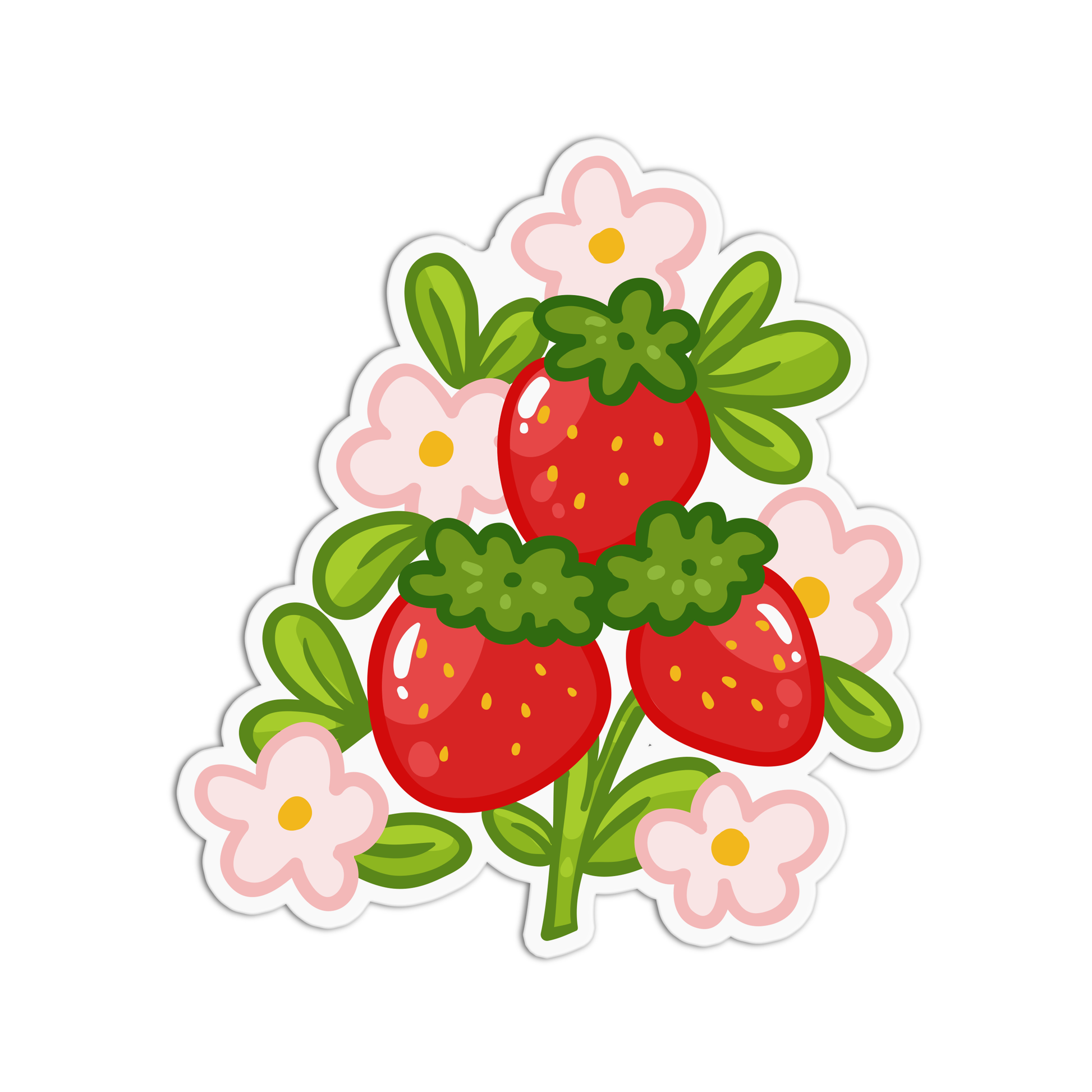 Fuzzy Strawberries & Flowers Stickers