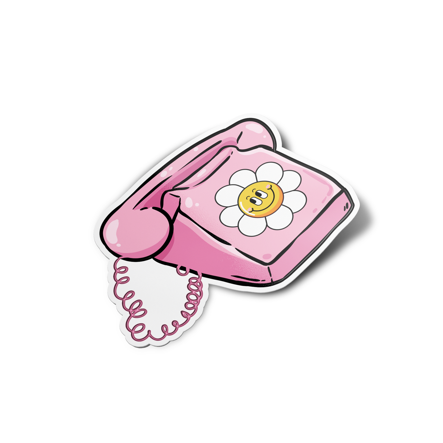 Pink telephone Smiley Sticker