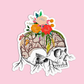 Skull with Flowers Anatomy Sticker