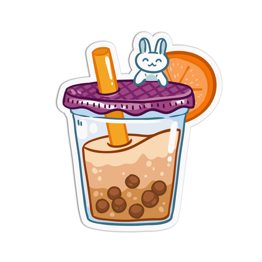 Orange Bunny Boba Milktea Sticker