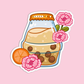 Orange & Flower Boba Milktea Sticker