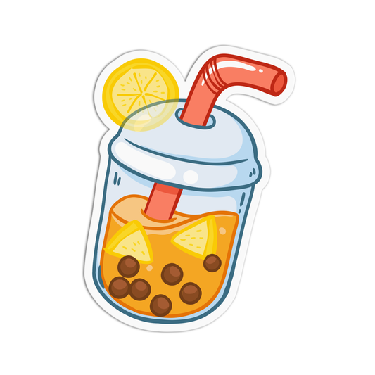 Orange Boba Milktea Sticker