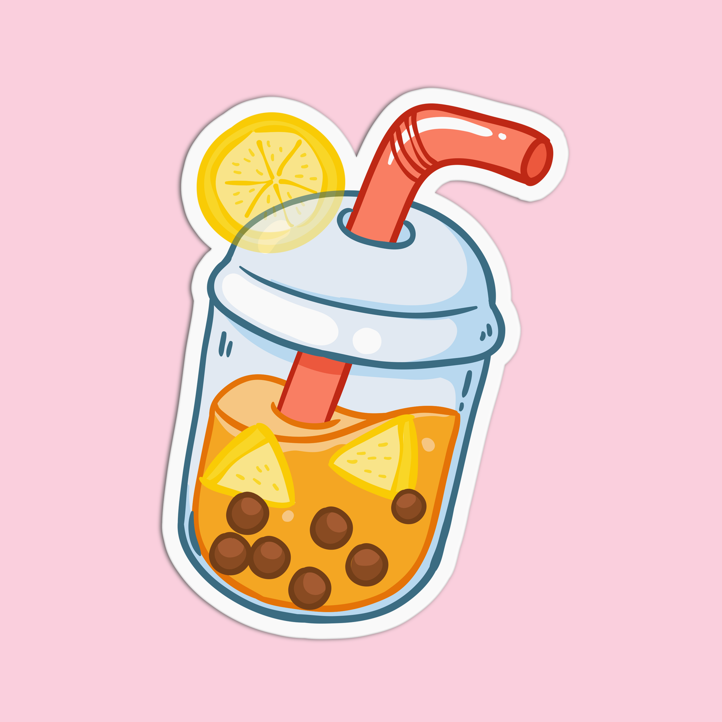 Orange Boba Milktea Sticker