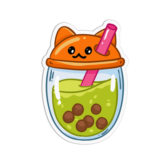 Cute Fox Boba Milktea Sticker