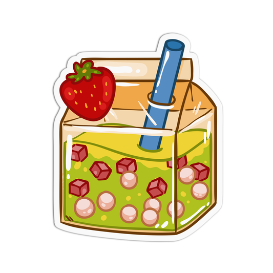 Strawberry w/ Pearls Boba Milktea Sticker