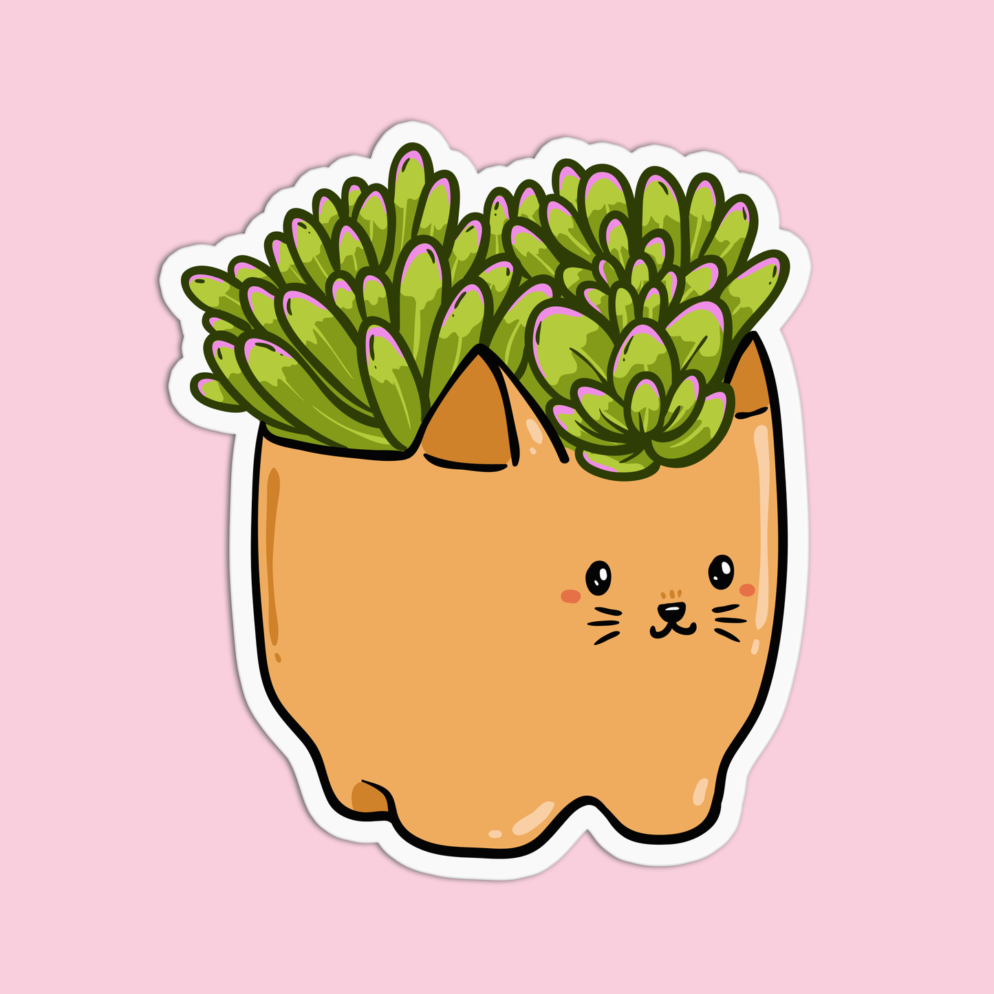 Succulent w/ Cat Pot Plant Sticker