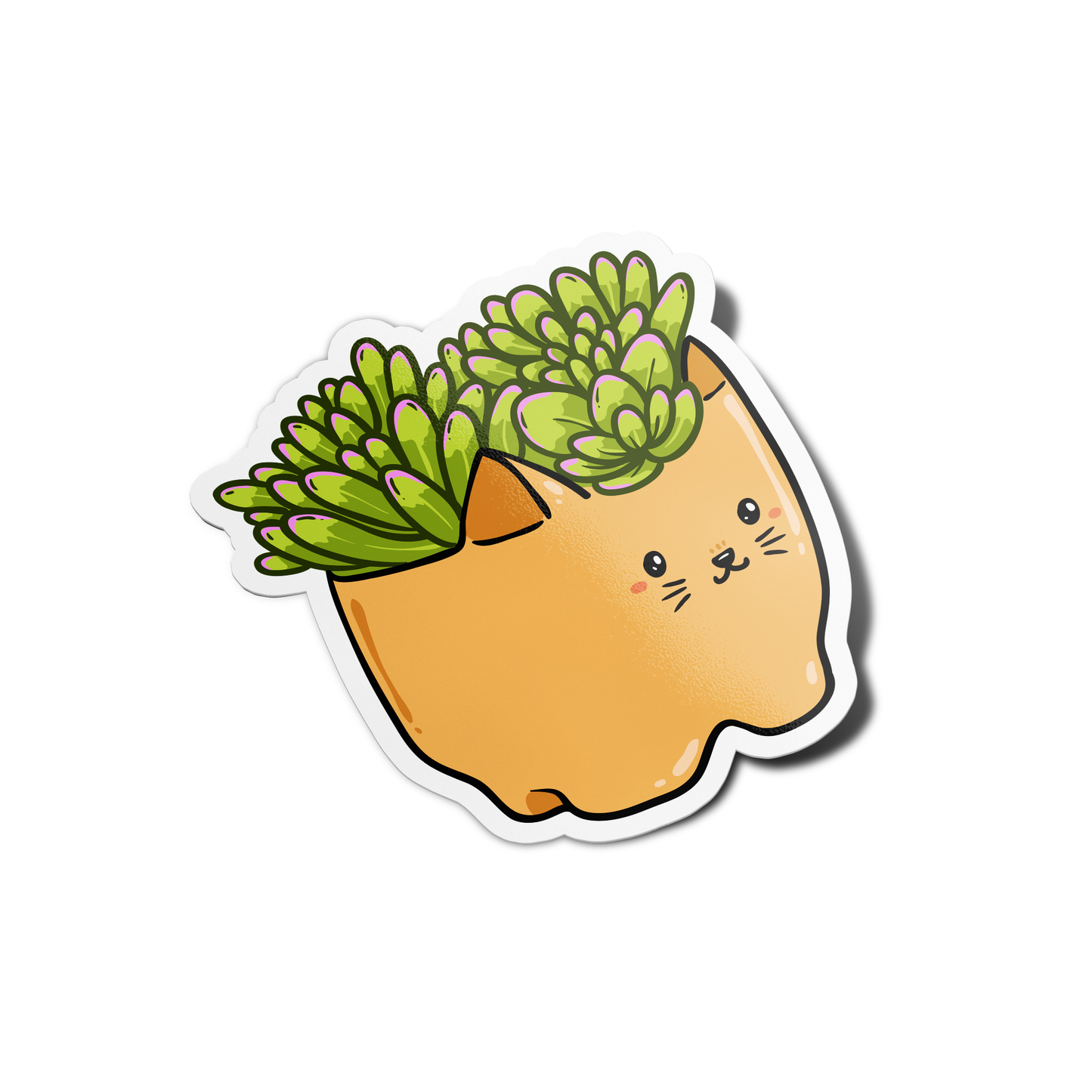 Succulent w/ Cat Pot Plant Sticker