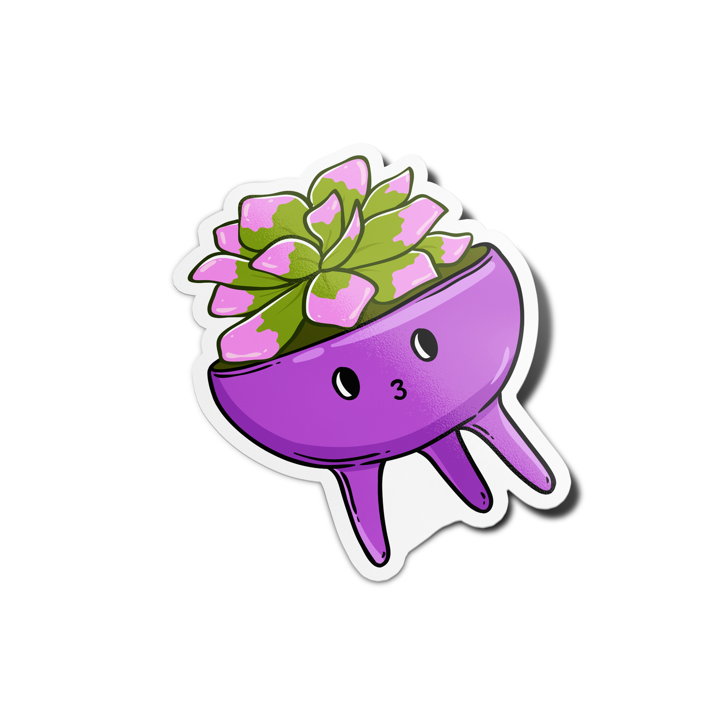 Succulent in a Purple Pot Plant Sticker