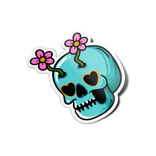 Skull with flowers Skull Sticker