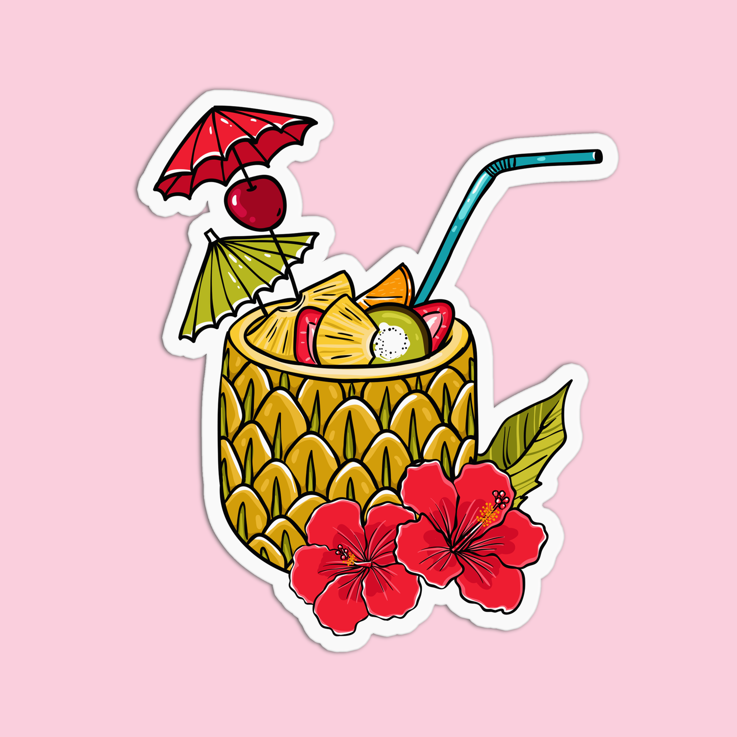 Pineapple Fruit Drink Hawaii Stickers